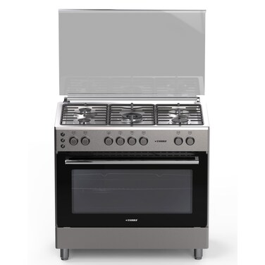 STARGOLD Freestanding Oven with Gas Cooker, 5 Italian SABAF Burners with Stainless Steel Top, Glass Cover with Glass Door Protection, Turbo Fan Gas Oven, Ignition Protection, 90X60 (Turkey)