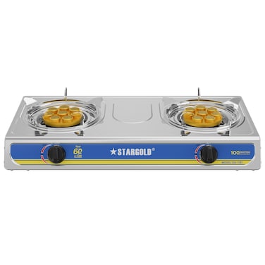STARGOLD Double Burner Gas Cooker, High-Efficiency Stainless Steel Stove, SG-1131