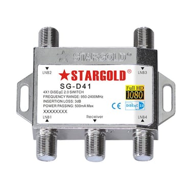 STARGOLD 4x1 DiSEqC Switch, 4K UHD &amp; Full HD 1080, 950&ndash;2400 MHz, SG-D41