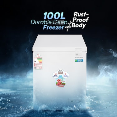 STARGOLD Large Capacity Chest Freezer 100L Durable Deep Freezer with Rust-Proof Body, Energy Efficiency, and Compact Design for Home or Commercial Use, Model SG-HCF100L