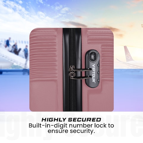 VIPTOUR ABS Hardside 3Pcs Trolley Luggage Set Spinner Wheels With Number Lock 20/24/28 Inches, VT-A394
