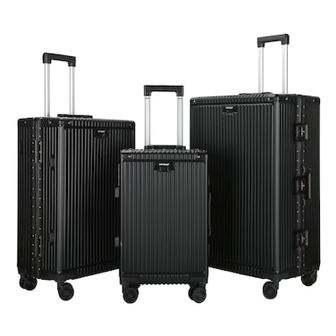 VIPTOUR PC Hard Side Zipperless Luggage Set of 3 PCS TSA Lockable Travel Suitcases With Cup Holder 20/25/29 Inches