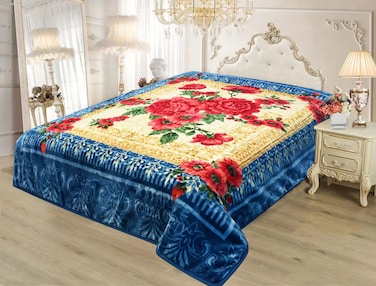 STARLIFE Double Ply Premium Korea Quality Blanket Made by 100% Polyester SPUN YARN Obtained From Virgin Polyester Which is Suitable For Winter And Rainy Season 220*240CM, SL-BL4402
