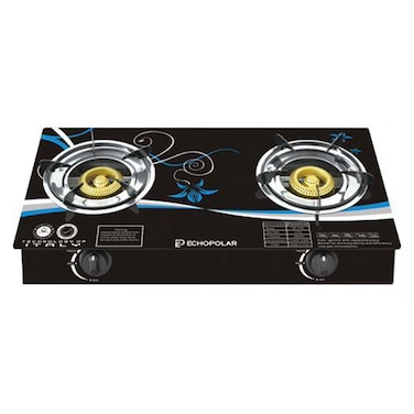 ECHOPOLAR Gas Stove 2 Burners Glass Stove Auto Ignition Table Top Cooker