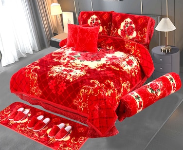 STARGOLD Luxury Raschel Super Soft Blanket Set of 14 Pieces King Size Super Soft Double Ply Set Blanket
