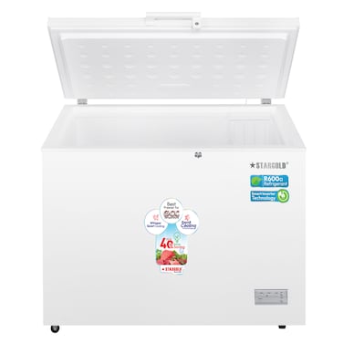STARGOLD Chest Freezer 320L Single Door With Vegetable Crisper &amp; Adjustable Glass Shelves, Defrosting, Large Fridge for Home, Kitchen &amp; Hotels White