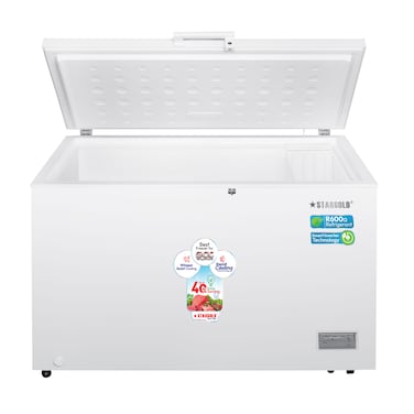 STARGOLD Chest Freezer 400L Single Door With Vegetable Crisper &amp; Adjustable Glass Shelves, Defrosting, Large Fridge for Home, Kitchen &amp; Hotels White, SG-HCF400L