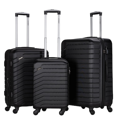 STARGOLD 3 Pcs ABS Hardside Luggage Set, Hard Casing Trolley Luggage 4 Wheels With Secure Number Lock