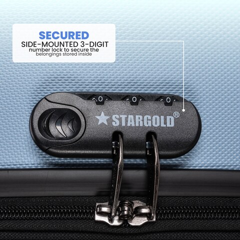 STARGOLD Luggage 3 Pcs Hardside Spinner 4 Wheels  Number Lock Luggage Trolley 20/24/28 Inches