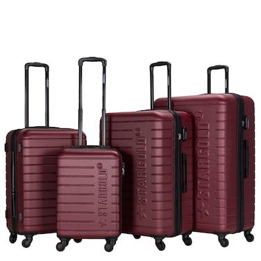 STARGOLD 4 Pack Of Hardside Spinner Number Locked Luggage Trolley