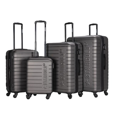 STARGOLD 4 Pack Of Hardside Spinner Number Locked Luggage Trolley