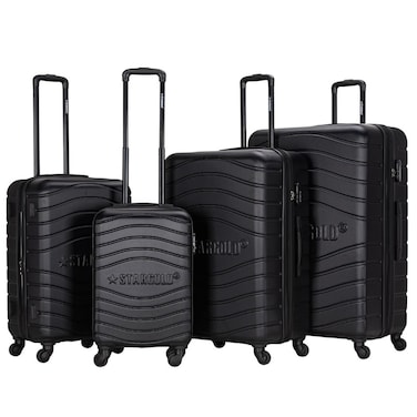 STARGOLD 4 Pack Of Hardside Spinner Number Locked Luggage Trolley
