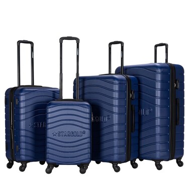 STARGOLD 4 Pack Of Hardside Spinner Number Locked Luggage Trolley