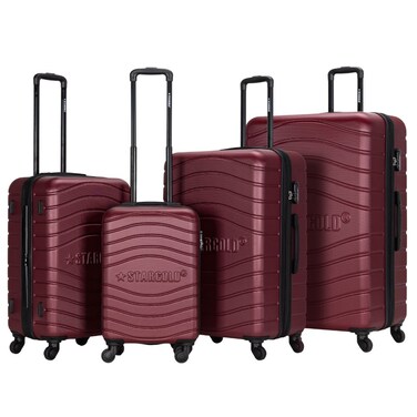 STARGOLD 4 Pack Of Hardside Spinner Number Locked Luggage Trolley