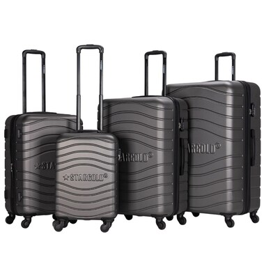 STARGOLD 4 Pack Of Hardside Spinner Number Locked Luggage Trolley