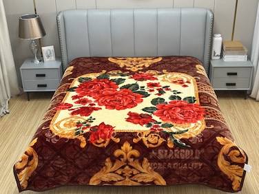 STARGOLD Single Ply Raschel Premium Quality Blanket Two Side Color 220CM &times; 240CM 12 LBS, Polyester Fabric Materials, SG-BL2051