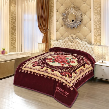 STARLIFE Double Ply Raschel Premium Quality Blanket 160CM &times; 220CM 9 LBS, 100% SPUN YARN Virgin Polyester Materials, SL-BL5511