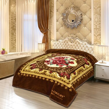 STARLIFE Double Ply Raschel Premium Quality Blanket 160CM &times; 220CM 9 LBS, 100% SPUN YARN Virgin Polyester Materials, SL-BL5511