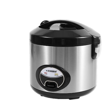 STARGOLD Automatic Electric Rice Cooker Non Stick Inner Pot 2.2 L  Stainless Steel Body Steamer Cook Warm Functions 900 W Silver/Black