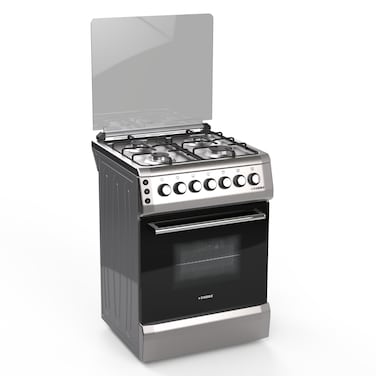 STARGOLD Freestanding Oven with Gas Cooker, 4 Italian SABAF Burners with Stainless Steel Top, Glass Cover Protection, Turbo Fan Gas Oven, Ignition Protection, 60X60cm Turkey