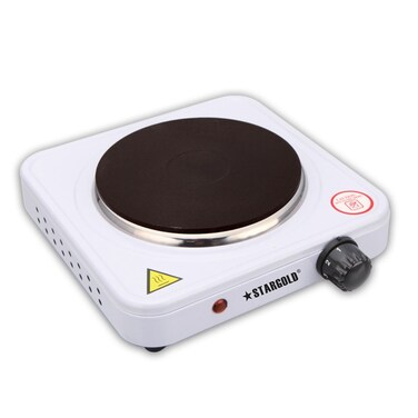 STARGOLD Electric Hot Plate, 1000W Single Burner, Stainless Steel, Variable Temperature Control, Cast Iron Components
