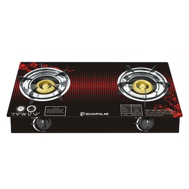 ECHOPOLAR Gas Stove 2 Burners Glass Stove Auto Ignition Table Top Cooker
