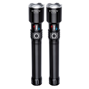 مصباح يدوي ليزر قابل لإعادة الشحن من ستارلايف 2 في 1، 30 وات، تقنية ألمانية، بطارية ليثيوم 12000 مللي أمبير/ساعة، مع خاصية التكبير/التصغير، SL-FL80