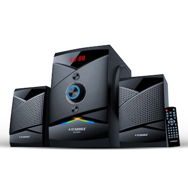 STARGOLD 2.1CH Multimedia Speaker System Bluetooth Connection FM Tuner 15 -20 Preset Channels Full function Remote Control Multicolored RGB Light 4&rdquo; Subwoofer With 3&rdquo;x 2 Tweeters Black, SG-G2021