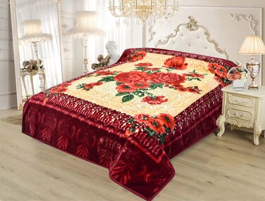 STARLIFE Double Ply Premium Korea Quality Blanket Made by 100% Polyester SPUN YARN Obtained From Virgin Polyester Which is Suitable For Winter And Rainy Season 220*240CM, SL-BL4402