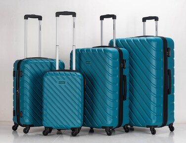 STARGOLD 4 Pack Of Hardside Spinner Number Locked Luggage Trolley