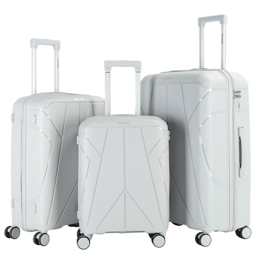 مجموعة حقائب سفر VIPTOUR مكونة من 3 قطع، مصنوعة من مادة البولي بروبيلين الناعمة، مزودة بثماني عجلات وسحاب متين، متوفرة بأحجام 20/24/28 بوصة.