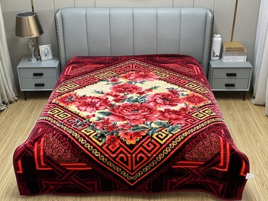 STARGOLD Single Ply Raschel Premium Quality Blanket Two Side Color 220CM &times; 240CM 15 LBS, Polyester Fabric Materials, SG-BL2052