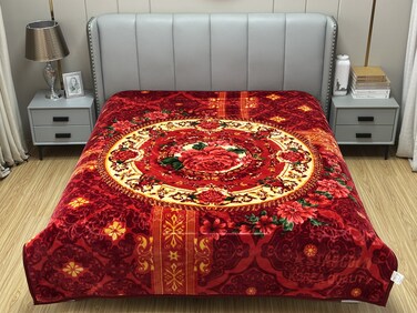 STARGOLD Single Ply Raschel Premium Quality Blanket Two Side Color 220CM &times; 240CM 17 LBS, Polyester Fabric Materials, SG-BL2053