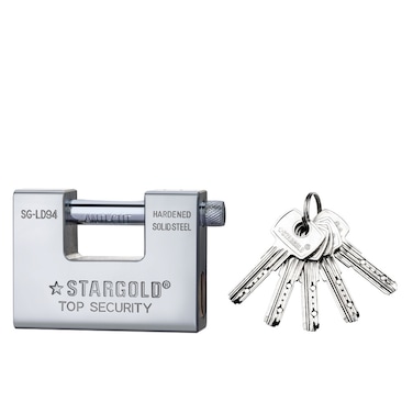 STARGOLD Heavy Duty Top Security Padlock 94MM, Solid Steel Anti-Cut Lock With 5 Keys, SG-LD94