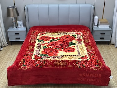 STARGOLD Single Ply Raschel Premium Quality Blanket Two Side Color 220CM &times; 240CM 17 LBS, Polyester Fabric Materials, SG-BL2053