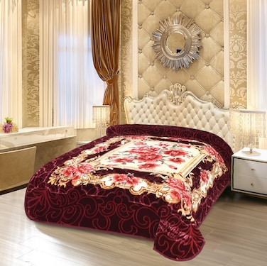 STARLIFE Single Ply Raschel Premium Quality Blanket 160CM &times; 220CM 7 LBS, 100% SPUN YARN Virgin Polyester Materials, SL-BL5510