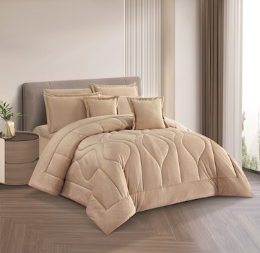 STARGOLD 8 Piece King Size comforter Set Soft Fabric Comforter Set For Bedroom Includes Comforter Bedsheet Pillow Sham Pillow Case &amp; Cushion