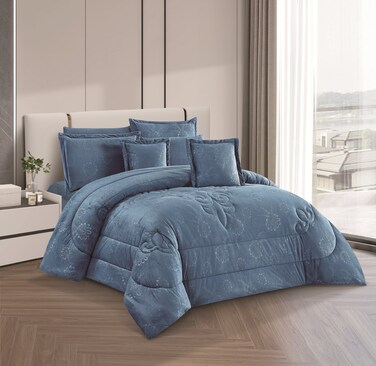 طقم لحاف من ستارجولد، مكون من 8 قطع، مقاس كينج، مصنوع من قماش ناعم لغرفة النوم، يتضمن لحافًا وملاءة سرير ووسادة وغطاء وسادة ووسادة