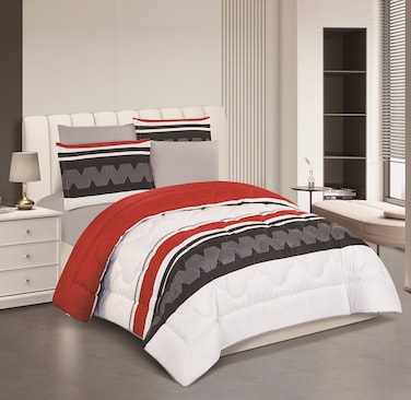 STARGOLD Microfiber Solid 6 Pieces Comforter Set Fitted Sheet, Pillow Sham, Pillow Case Comforter 240X220 CM King Size Mattress SG-CP2014 Print6-72