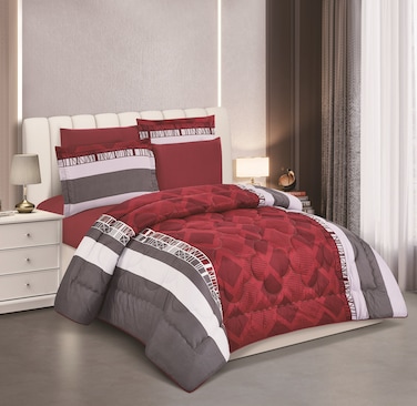 STARGOLD Microfiber Solid 6 Pieces Comforter Set Fitted Sheet, Pillow Sham, Pillow Case Comforter 240X220 CM King Size Mattress SG-CP2014 Print6-70