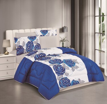 STARGOLD Microfiber Solid 6 Pieces Comforter Set Fitted Sheet, Pillow Sham, Pillow Case Comforter 240X220 CM King Size Mattress SG-CP2014 Print6-66