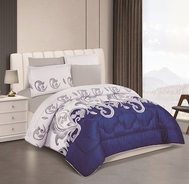 STARGOLD Microfiber Solid 6 Pieces Comforter Set Fitted Sheet, Pillow Sham, Pillow Case Comforter 240X220 CM King Size Mattress SG-CP2014 Print6-81