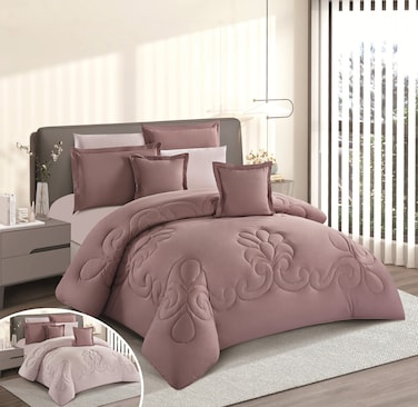 STARGOLD Microfiber Solid Comforter 8 Pieces Set Fitted Sheet, Pillow Sham, Pillow Case, Cushion Comforter 260X240 CM King Size Mattress, SG-CS2004-SOLID72 BISQUE