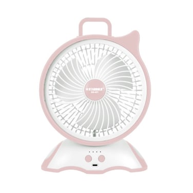 STARGOLD 8 Inch Mini Rechargeable Fan With LED Light White AC/DC
