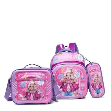 STARGOLD 3-Piece School Backpack Set 12 Inch For Girls Backpack + Lunch Bag + Pencil Case, SG-BP224