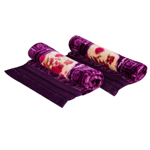 STARGOLD Luxury Blanket Set Of 5 Pieces King Size Double Ply Embossed Design Bedspread, Blanket, Pillow Cases And Neck Roll, SG-BLC660