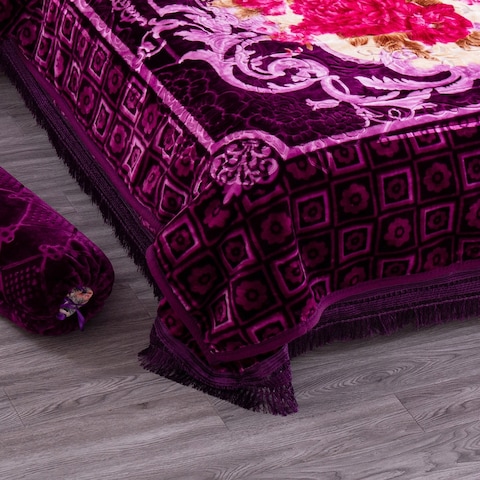 STARGOLD Luxury Blanket Set Of 5 Pieces King Size Double Ply Embossed Design Bedspread, Blanket, Pillow Cases And Neck Roll, SG-BLC660
