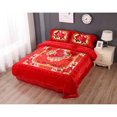 STARGOLD Blanket Set of 4 Pieces 220 x 240CM 1 Ply Premium Blanket With Bedcover Pillowcase