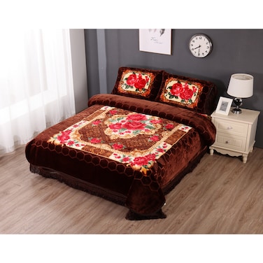 STARGOLD Blanket Set of 4 Pieces 220 x 240CM 1 Ply Premium Blanket With Bedcover Pillowcase