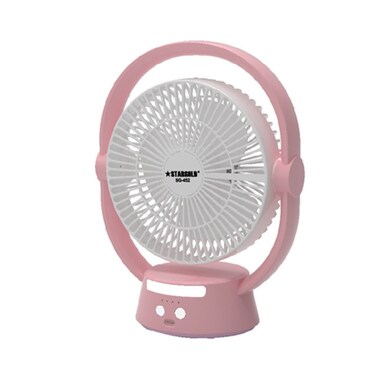 STARGOLD 8 Inch Rechargeable Fan With LED Light White AC/DC